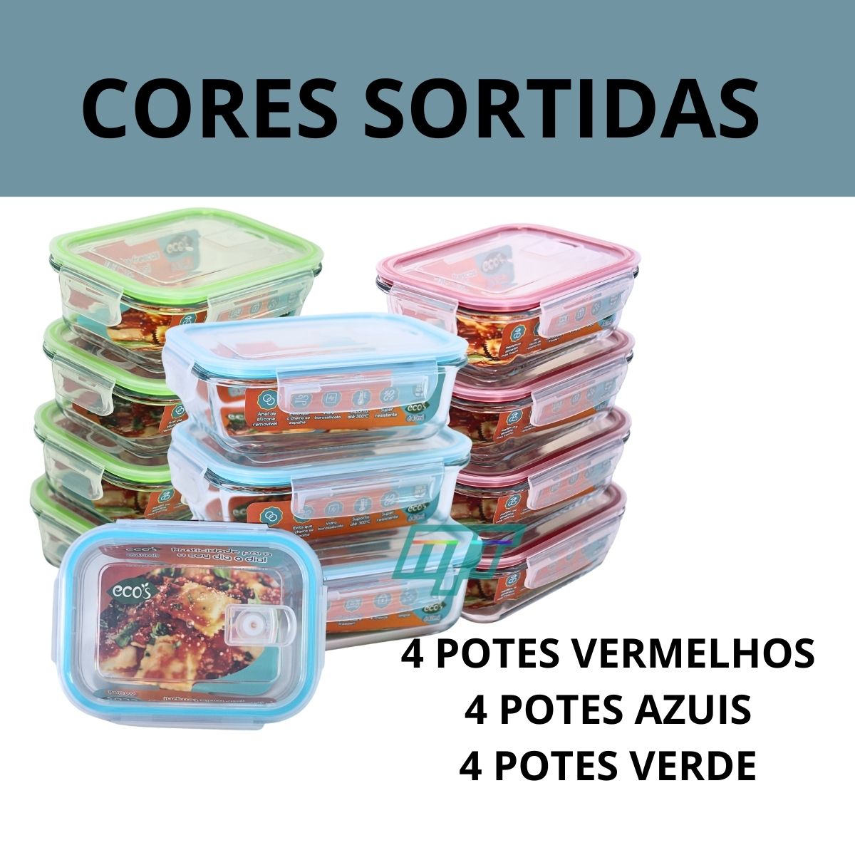 Conjunto 12 Potes Vidro Hermético Marmita Mantimentos 640ml