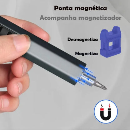 Kit Chave De Precisão 28pçs Mini Parafusadeira Elétrica USB