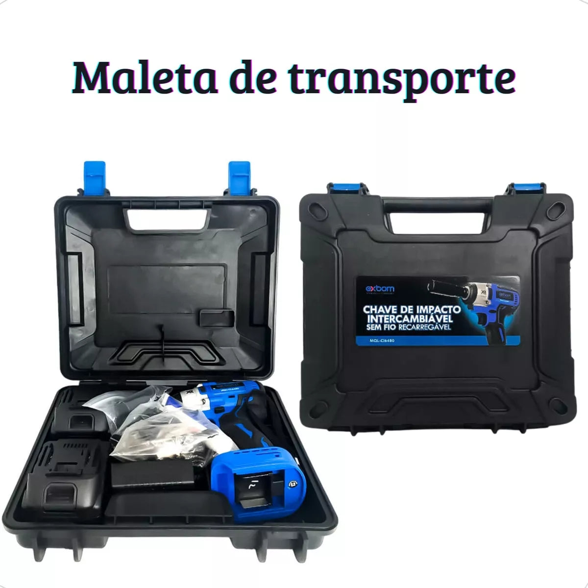 Chave De Impacto Furadeira Parafusadeira Sem Fio Recarregavel 2 Baterias de 48V Roda Pneu