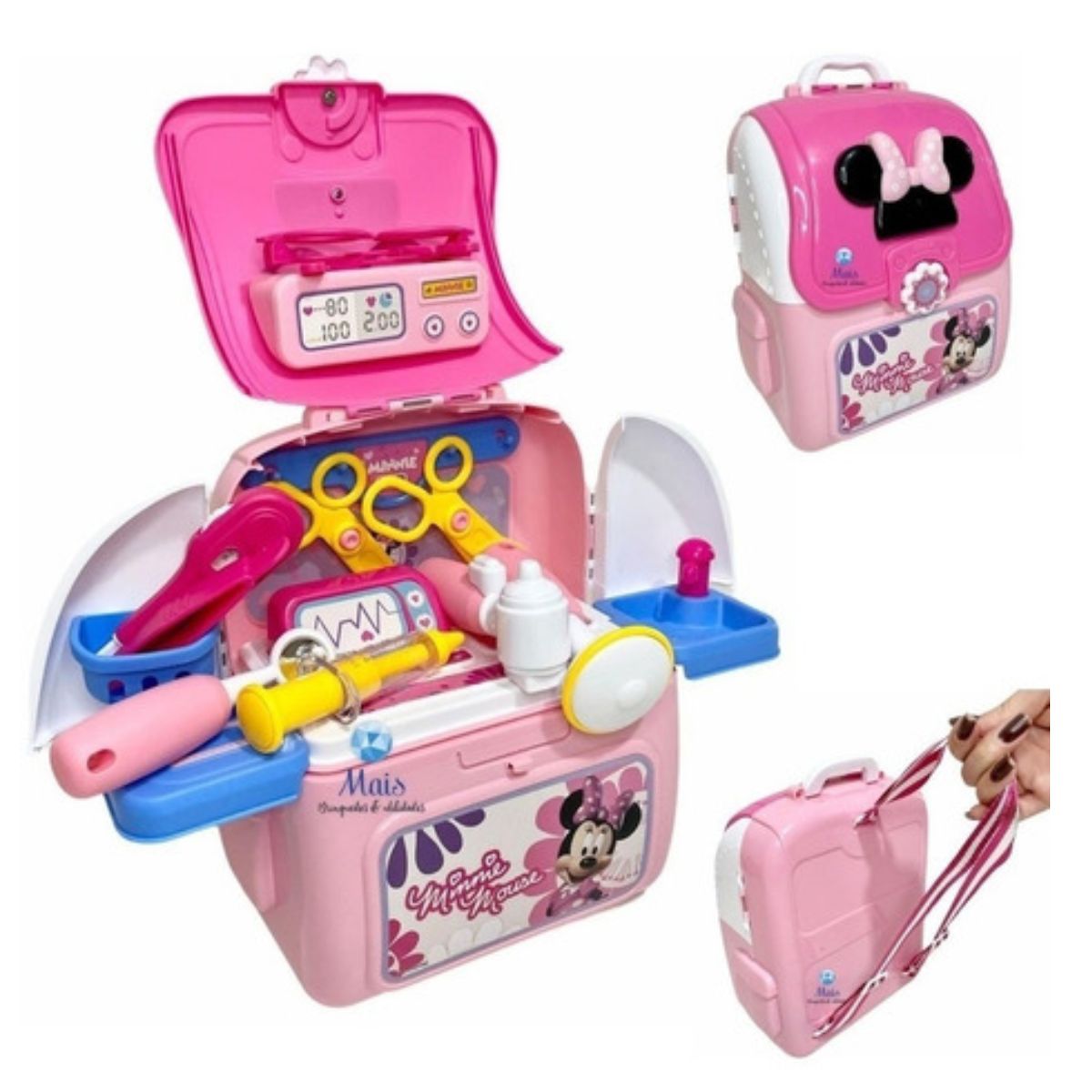 Mochila 2 X1 Kit Play Set Minnie Medico Multikids Acessorios