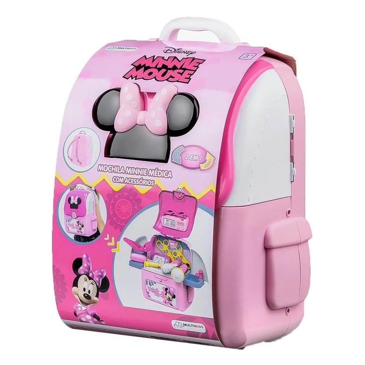 Mochila 2 X1 Kit Play Set Minnie Medico Multikids Acessorios