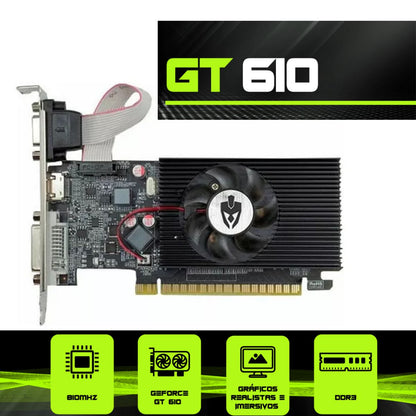 Placa De Video Gpu Gt610 2gb Ddr3 64 Bit Low Profile Evolut