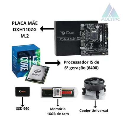 Computador Workstation MultiPC Intel Core I5 6ª Geração 16GB RAM SSD 960GB Win10 Pro