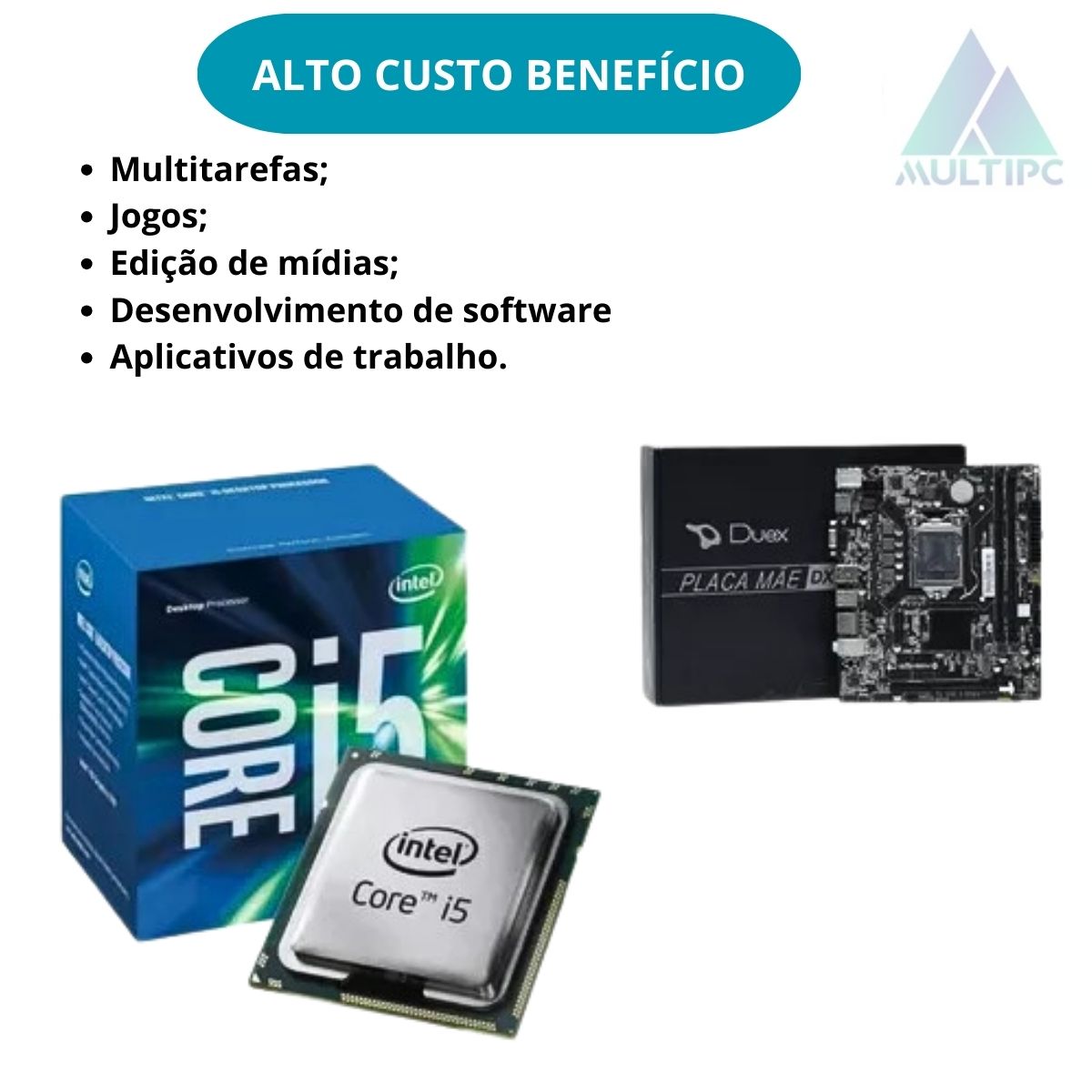 Computador Workstation MultiPC Intel Core I5 6ª Geração 16GB RAM SSD 960GB Win10 Pro