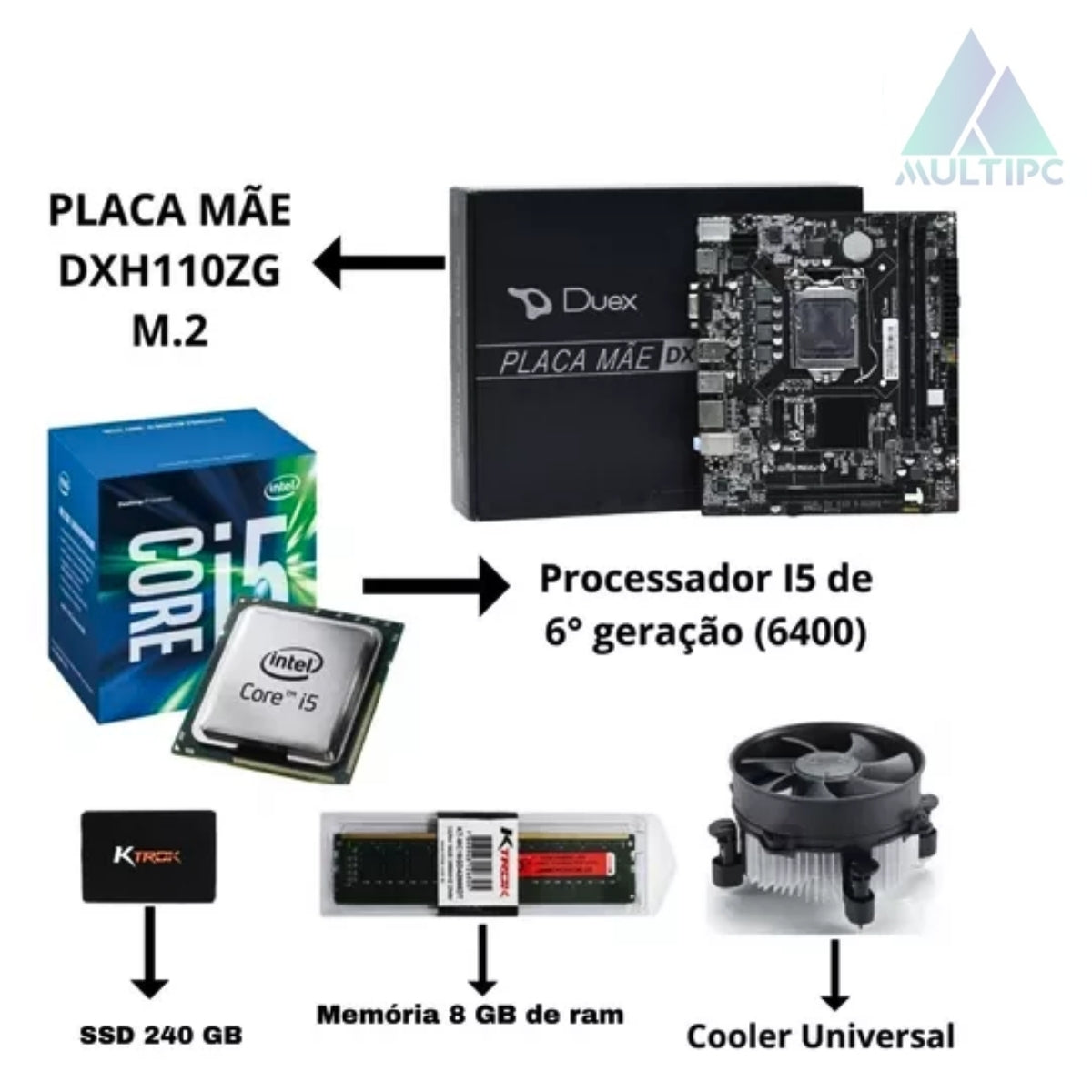 Pc Computador I5 6400 8GB DDR4 240 SSD 6°Geração Win10 Pro