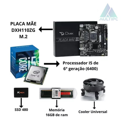 Computador MultiPc I5 6ª Geração 16GB RAM DDR4 480GB SSD Win10 Pro