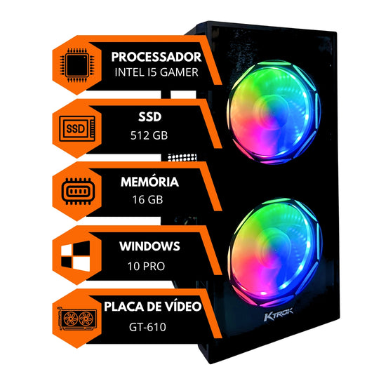 PC Gamer Nostalgic Dreams Com Mais De 3000 Jogos Emulados I5 16GB RAM SSD 512GB Windows 10 Pro Placa de Video Gforce GT610