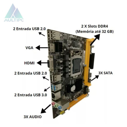 Computador MultiPc i3 8ª Geração 16GB RAM SSD 512GB Win11Pro