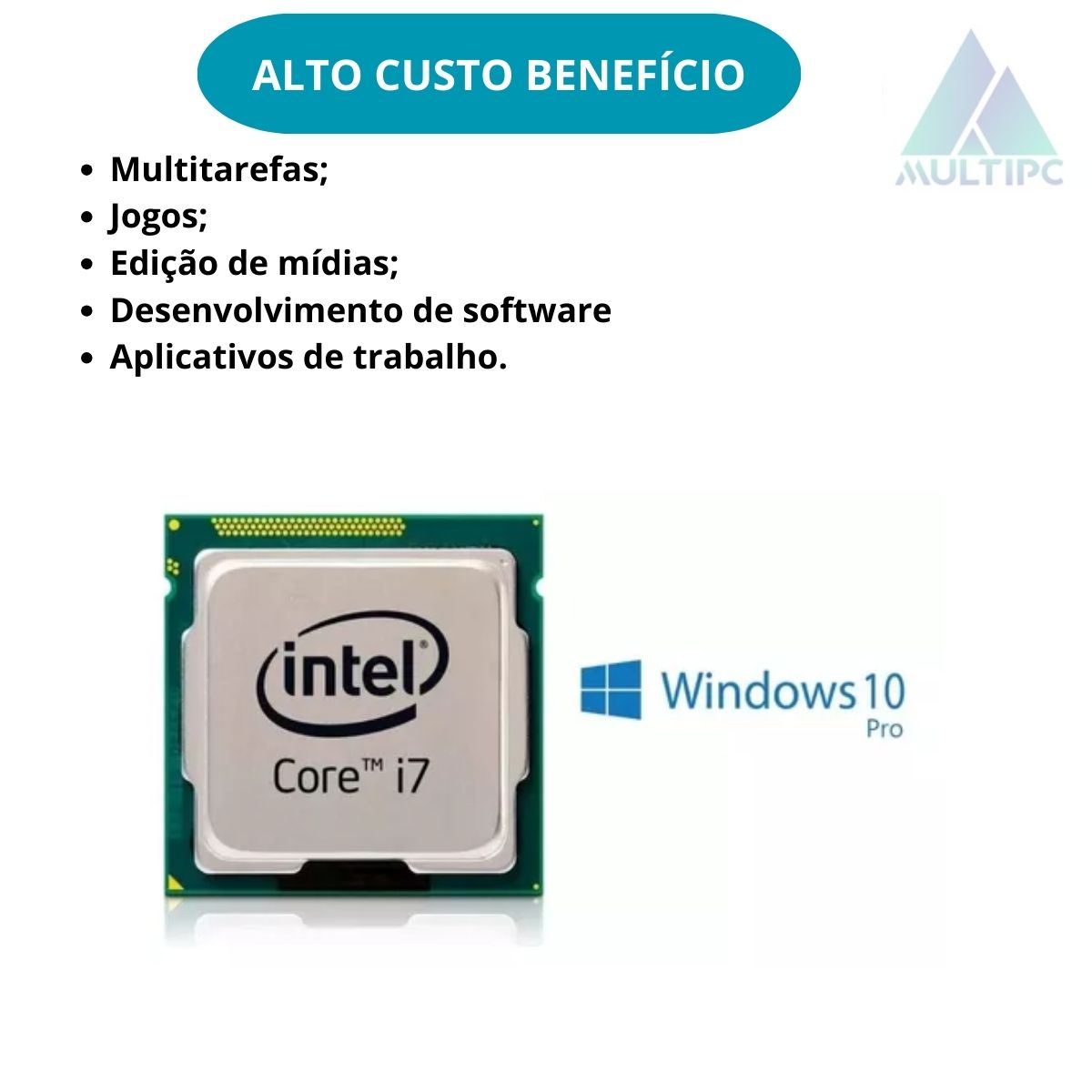 Computador MultiPC Intel Core I7 2600 8GB RAM DDR3 240 SSD Win10 Pro