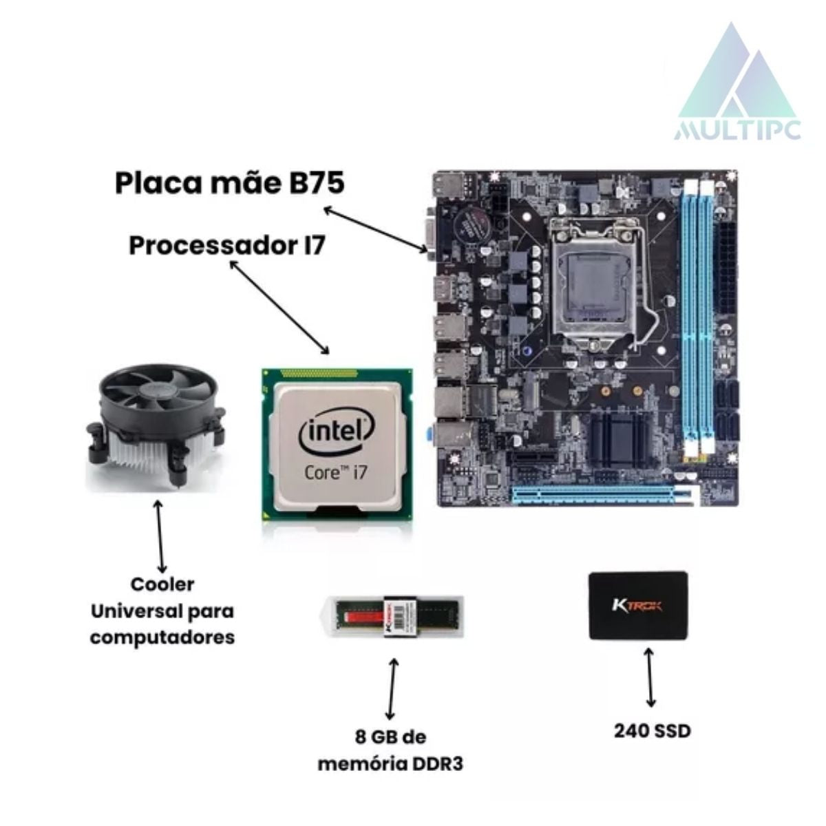 Computador MultiPC Intel Core I7 2600 8GB RAM DDR3 240 SSD Win10 Pro