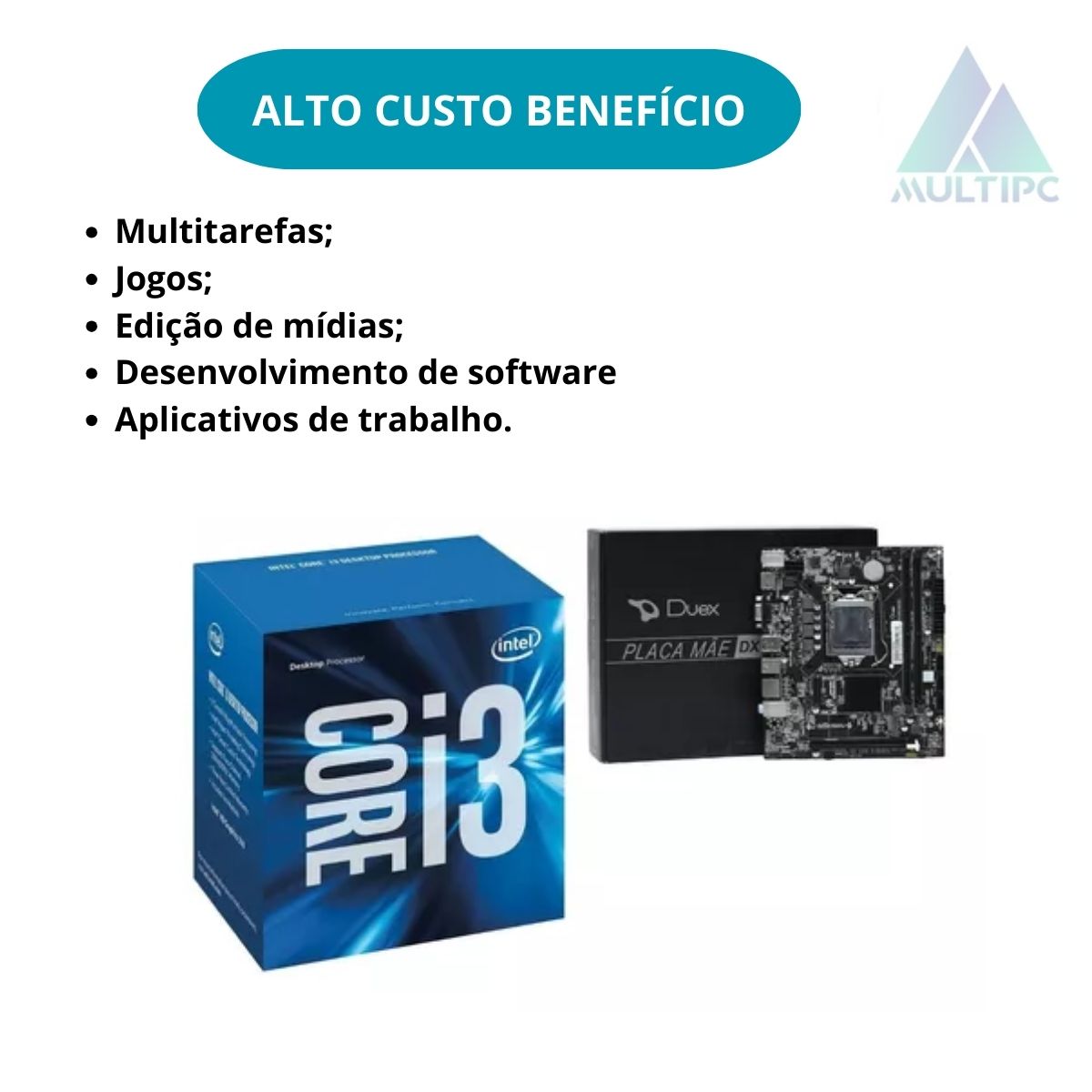 Computador Pc Intel I3 4GB DDR4 120 SSD 6° Geração Win10 Pro