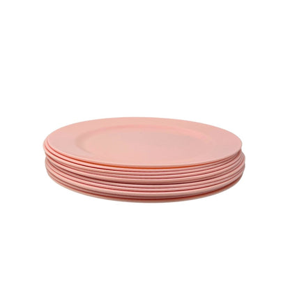 Conjunto 12 Pratos Rasos Rosa 25cm Melamina Refeição Buffet