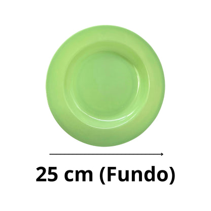 Kit 12 Pratos Fundo Melamina 25cm Verde Restaurante Buffet