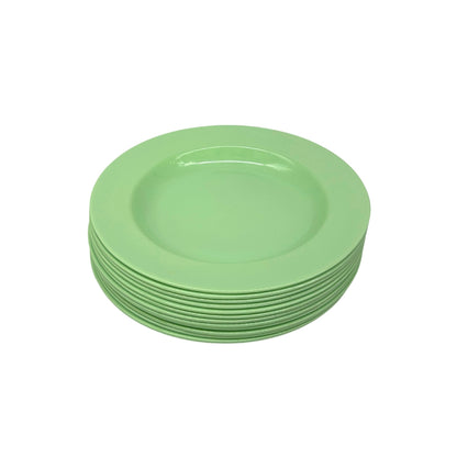 Kit 12 Pratos Fundo Melamina 25cm Verde Restaurante Buffet