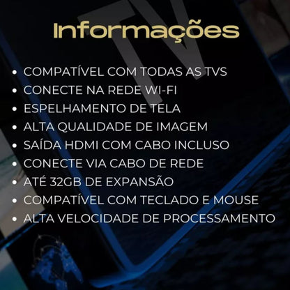 Tv Box Aparelho Android Converta Sua Tv Em Smart 4k HD 16GB