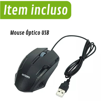 Mouse Óptico Ergonômico C/Fio Usb 1200 Dpi Pc Notebook Exbom