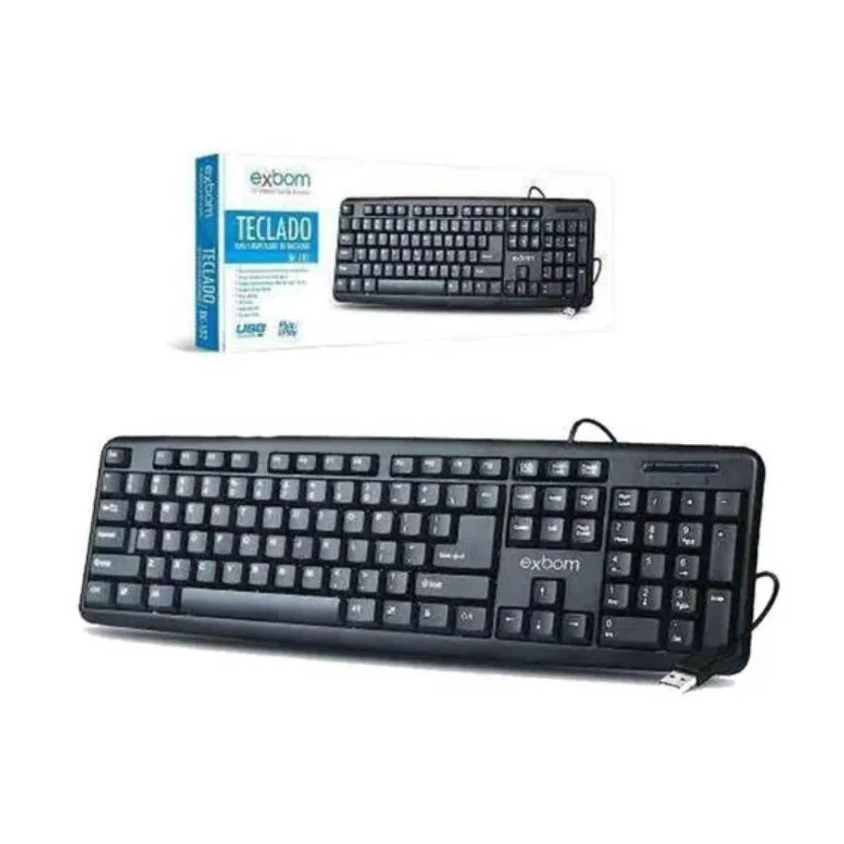 Teclado Exbom Padrão Abnt2 Com Fio USB P/ Pc Notebook Bk-102