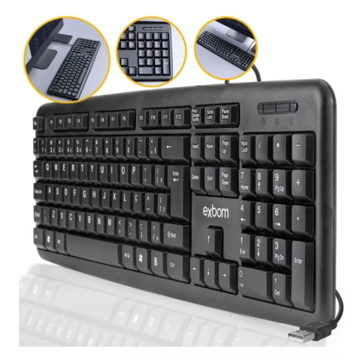 Teclado Exbom Padrão Abnt2 Com Fio USB P/ Pc Notebook Bk-102