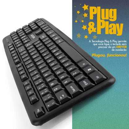 Teclado Exbom Padrão Abnt2 Com Fio USB P/ Pc Notebook Bk-102