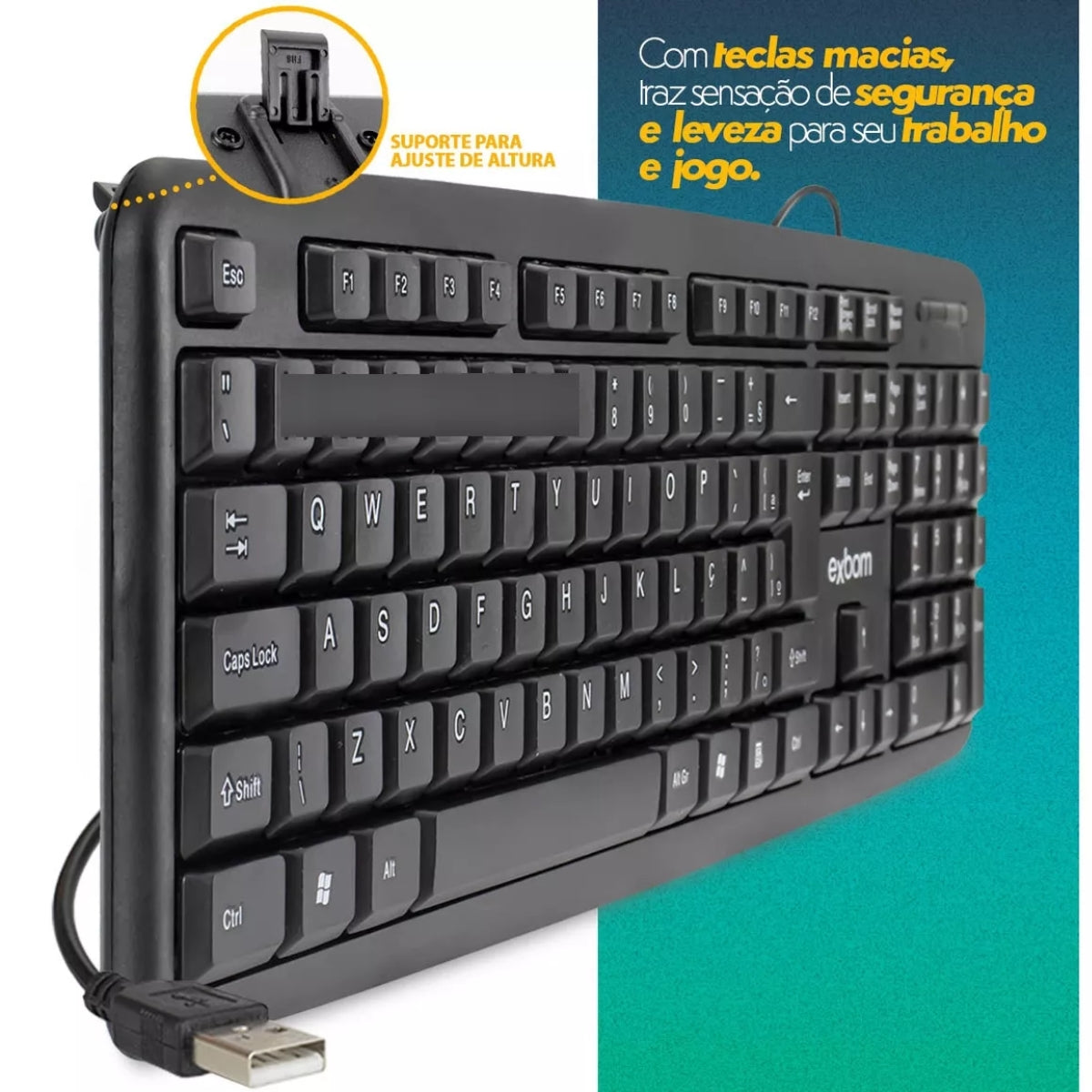 Teclado Exbom Padrão Abnt2 Com Fio USB P/ Pc Notebook Bk-102