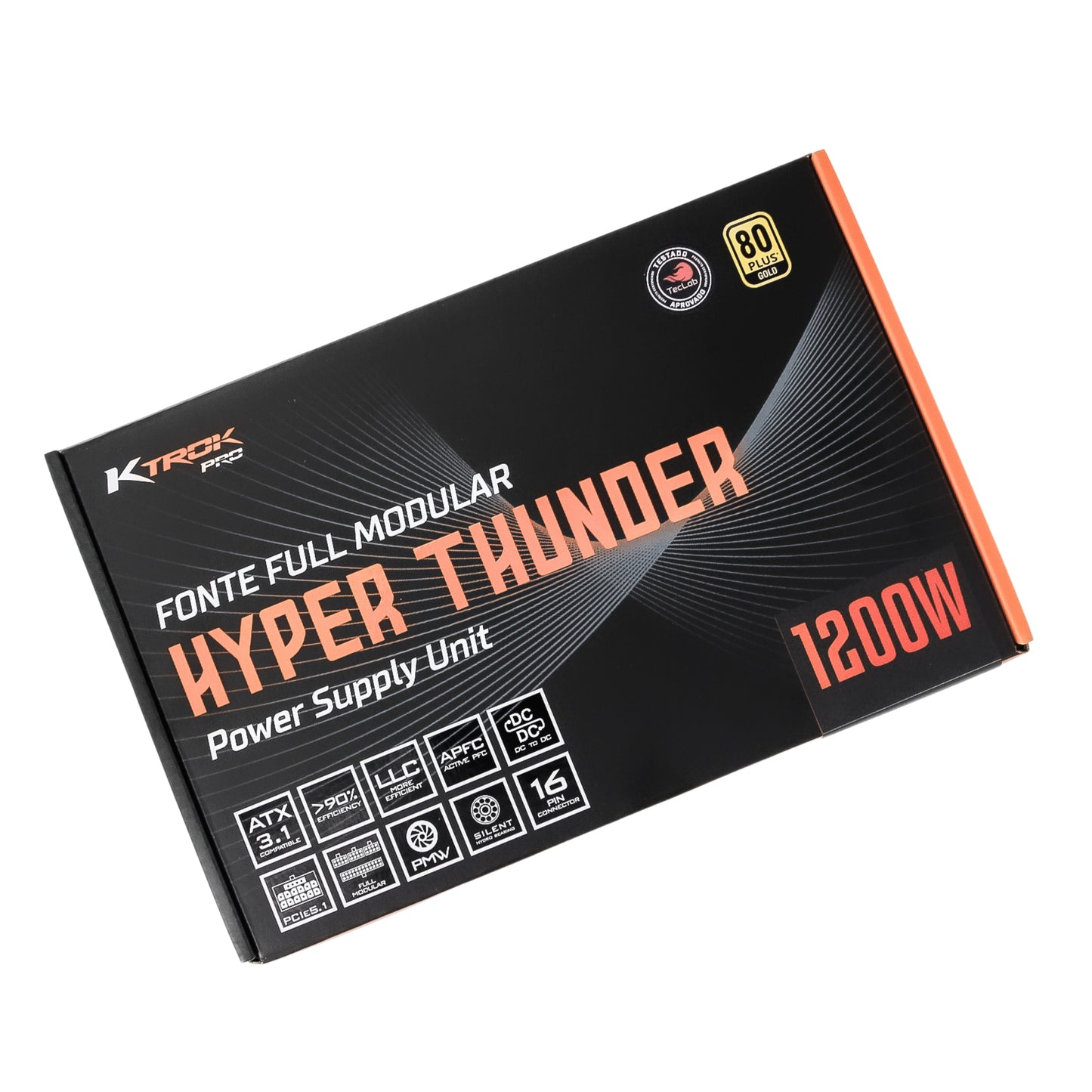 Fonte Gamer Ktrok Hyper Thunder 1200W Full Modular Gold Atx 3.1