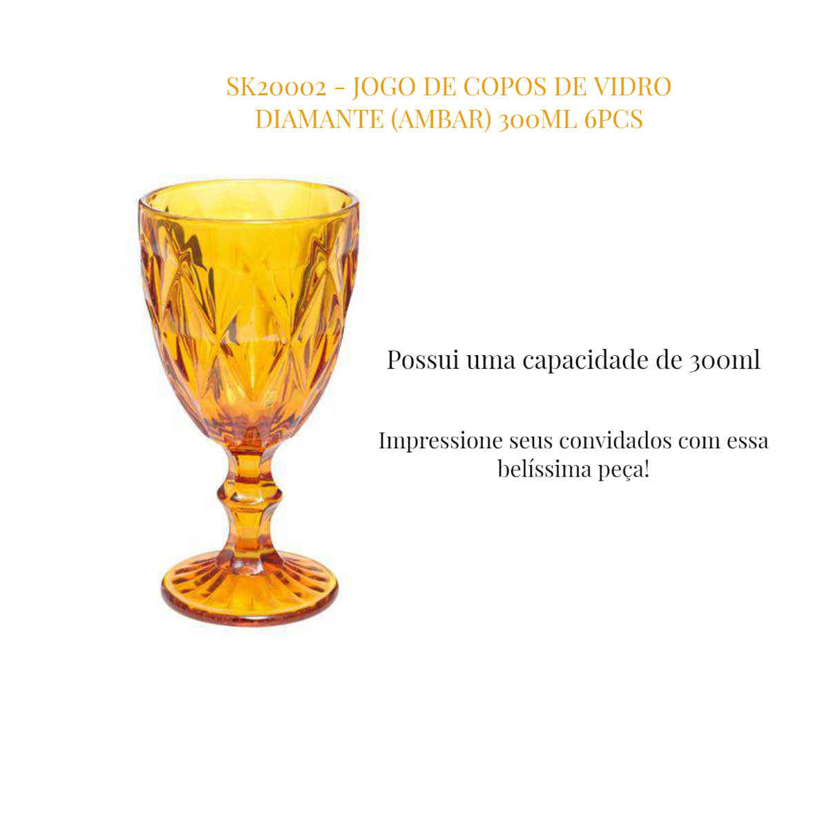 Jogo de Taça de Vidro Estrela 300ML 6pcs SK20002