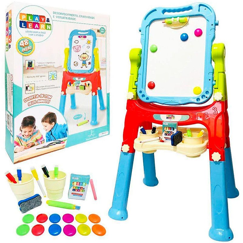 Lousa Mágica Play & Learn Dupla Face 2 Em 1 Multikids BR1214