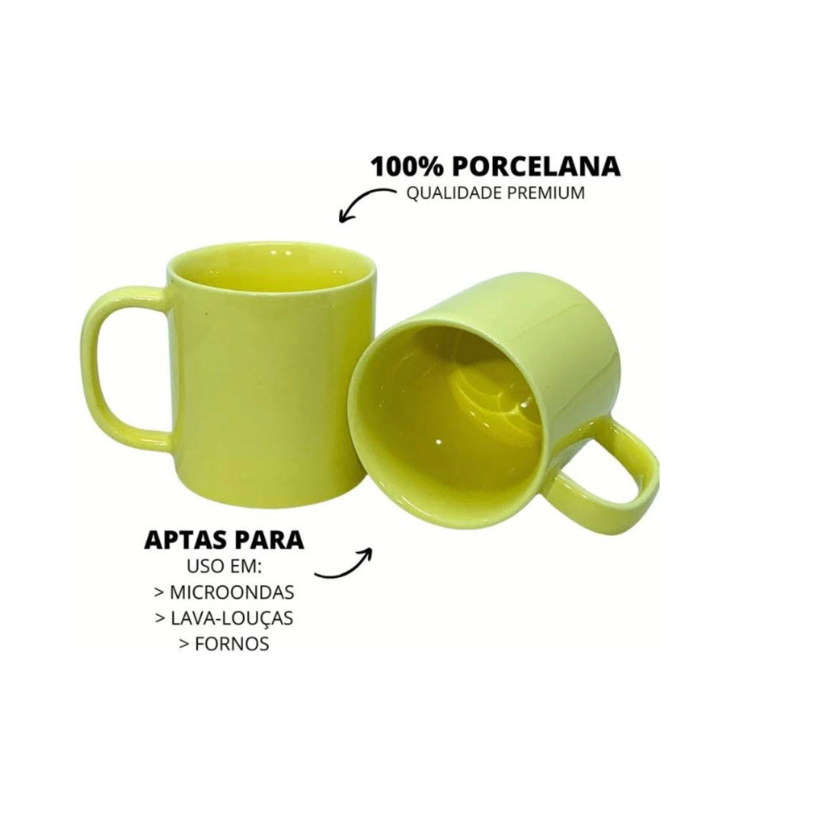 Jogo 6 Xícaras de Café Chá Porcelana 80ml Amarelo - CAF2006