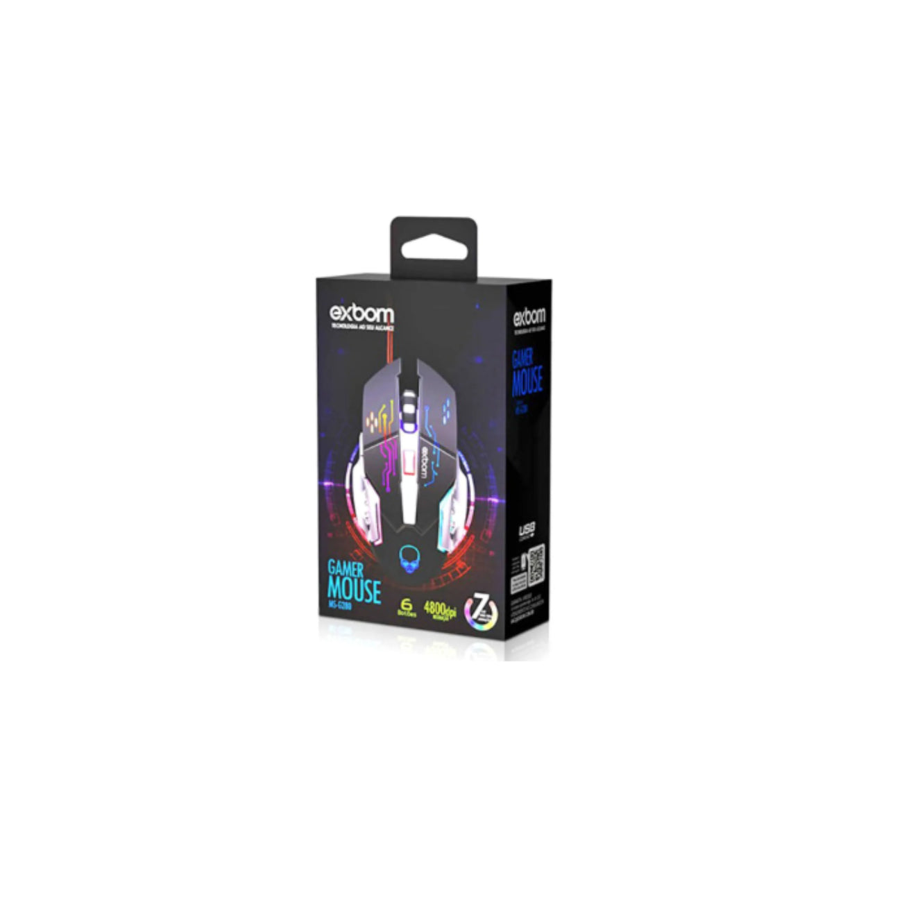 Mouse Para Jogo 6 Botões Gamer Rgb Exbom Usb 4800dpi Msg280