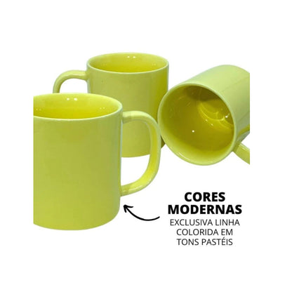 Jogo 6 Xícaras de Café Chá Porcelana 80ml Amarelo - CAF2006