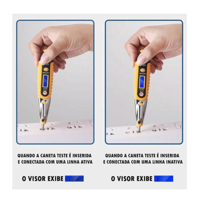 Caneta Detector De Tensão Display Lcd Lanterna Led 12 A 250v