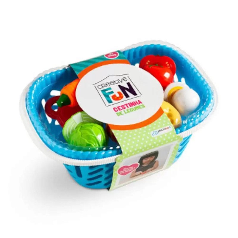 Brinquedo Infantil Cestinha De Legumes c/ Faca e Tabua