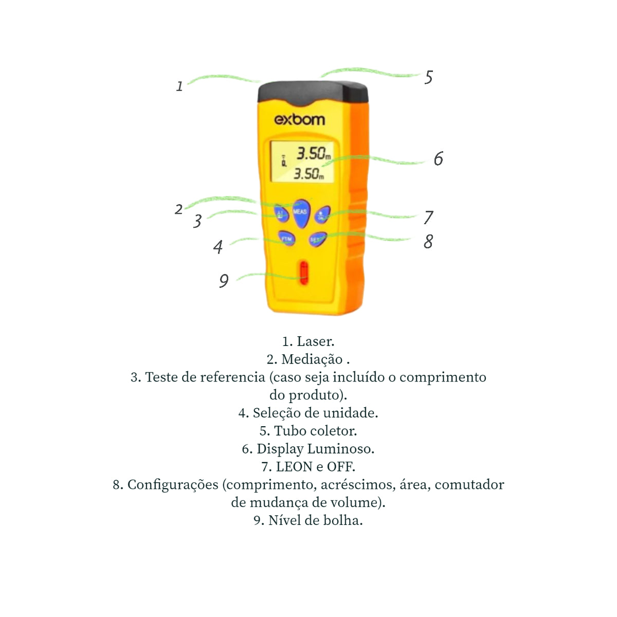 Trena Digital A Laser Com Nível Em Bolha Horizontal Tem-d15