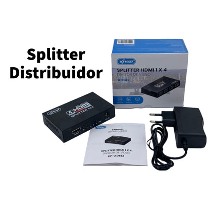 Splitter Distribuidor Hdmi 1x4 3d Divisor Full Hd 1.4 1080p