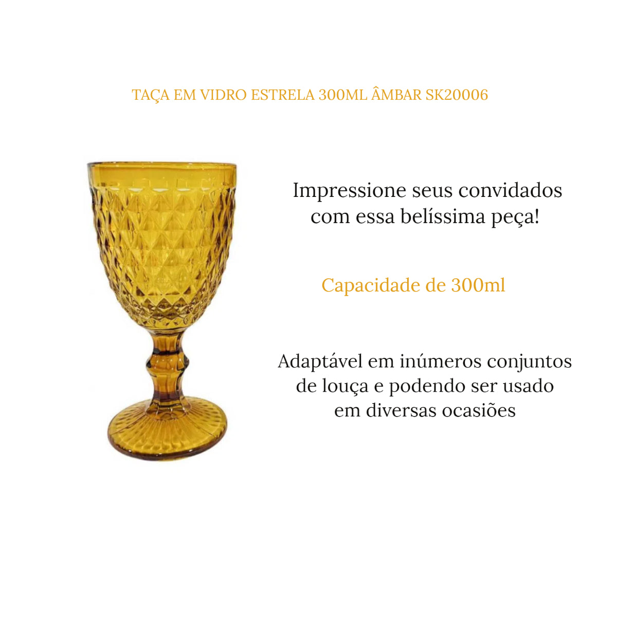 Jogo de Taça de Vidro Estrela 300ML  6pcs SK20006